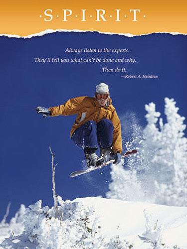 Snowboarding "Spirit" Motivational Inspirational Action Poster - Jaguar Inc.