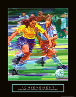 Women's Soccer "Achievement" Motivational Poster - Front Line