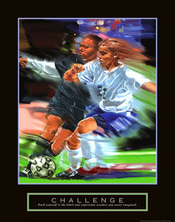 Women's Soccer "Challenge" Motivational Poster - Front Line