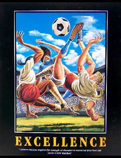 Women's Soccer "Excellence" Motivational Print by Ernie Barnes