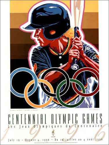 Atlanta 1996 Olympics Softball Official Event Poster by Hiro Yamagata - Fine Art Ltd
