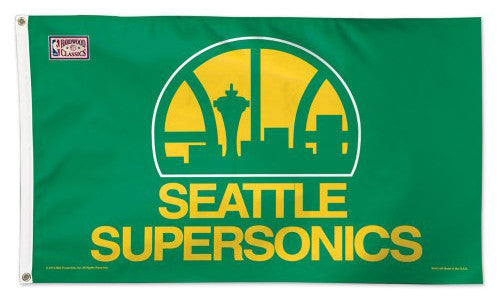 Seattle Supersonics Official NBA Basketball 3'x5' RETRO Deluxe Banner Flag - Wincraft