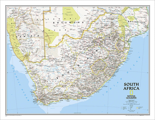 Map of SOUTH AFRICA National Geographic Classic Edition 23x30 Wall Map Poster - NG Maps