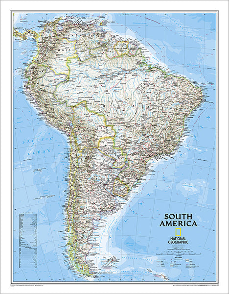 Map of SOUTH AMERICA National Geographic Classic Edition 23x30 Wall Map Poster - NG Maps