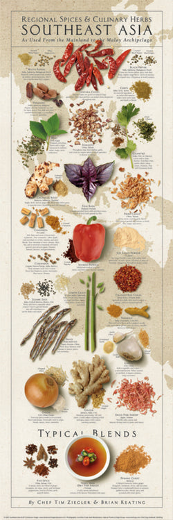 Spices and Culinary Herbs of SOUTHEAST ASIA Wall Chart Poster by Tim Ziegler and Brian Keating - American Image