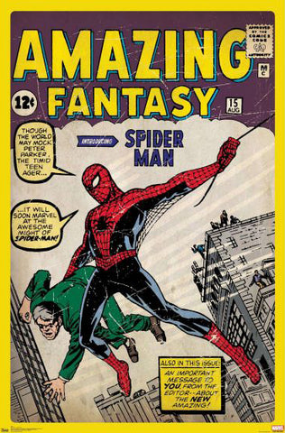 Marvel Comics Amazing Fantasy #15 1st appearance of Spiderman cover print  11 by 17, 8.5 by 11 or 15 by 24 (not the actual comic book)