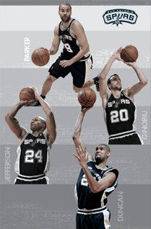 San Antonio Spurs "Quartet" Poster (Duncan, Ginobili, Parker, Jefferson) - Costacos 2009-10