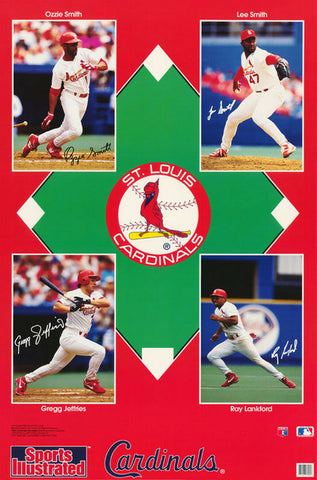 St. Louis Cardinals "Four Stars" (Ozzie Smith, Lankford, Smith, Jefferies) Poster - Marketcom 1993