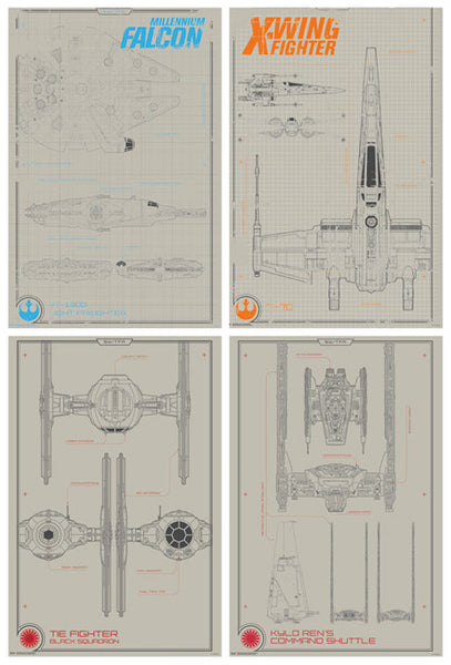 Star Wars Episode VII The Force Awakens Blueprints 4-Poster Collector's Set - Trends 2015