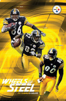 Pittsburgh Steelers "Wheels of Steel" Poster (Hines Ward, Randle El, Burress) - Costacos 2003