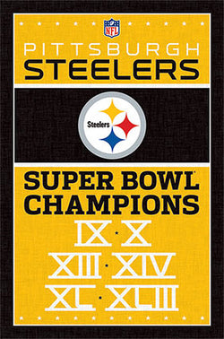 Pittsburgh Steelers 6-Time NFL Super Bowl Champions Commemorative Wall Poster - Costacos