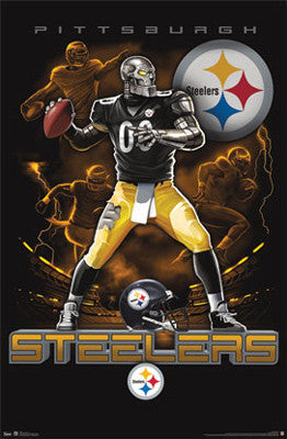 Pittsburgh Steelers "On Fire" NFL Theme Art Poster - Costacos Sports