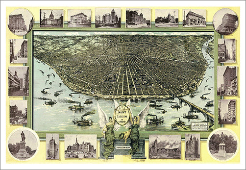 St. Louis, Missouri 1896 Classic Aerial Panorama Premium Poster Print (Fred Graf)