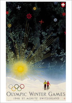 St. Moritz 1948 Winter Olympic Games Official Poster Reprint - Olympic Museum