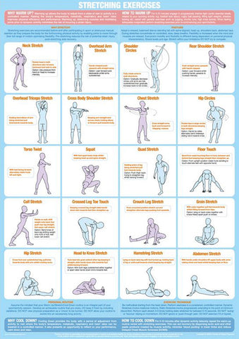Stretching Exercises Fitness Workout Instructional Wall Chart Poster - Chartex Products