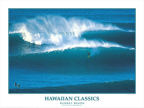Surfing "Sunset Beach" Hawaiian Classics Poster Print - Creation Captured
