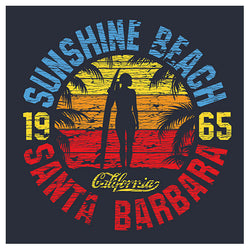 Surfing Retro Style "Sunshine Beach Santa Barbara 1965" Premium Poster - Eurographics