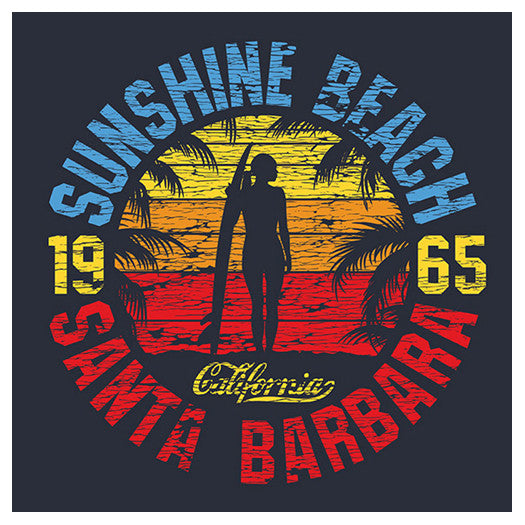 Surfing Retro Style "Sunshine Beach Santa Barbara 1965" Premium Poster - Eurographics