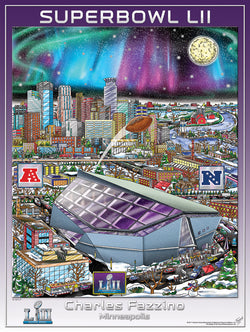 Super Bowl LII (Minneapolis 2018) Official Commemorative Pop Art Poster - Fazzino