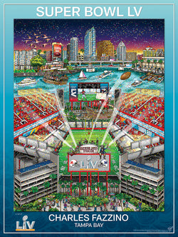 Super Bowl LV (Tampa 2021) Official NFL Football Commemorative Pop Art Poster - Fazzino