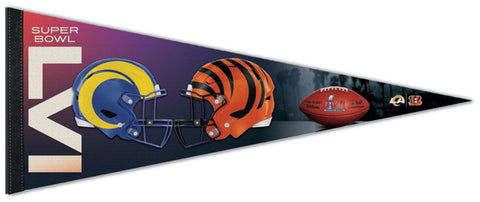 Super Bowl LVI Rams vs. Bengals "Dueling Helmets" Official Premium Felt Commemorative Event Pennant - Wincraft