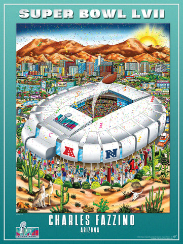 Super Bowl LVII (Arizona 2023) Official NFL Football Commemorative Pop Art Poster - Fazzino