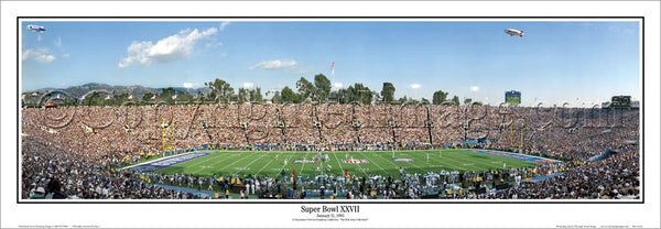 Super Bowl XXVII (Rose Bowl 1993) Dallas Cowboys vs. Buffalo Bills Panoramic Poster Print - Everlasting Images
