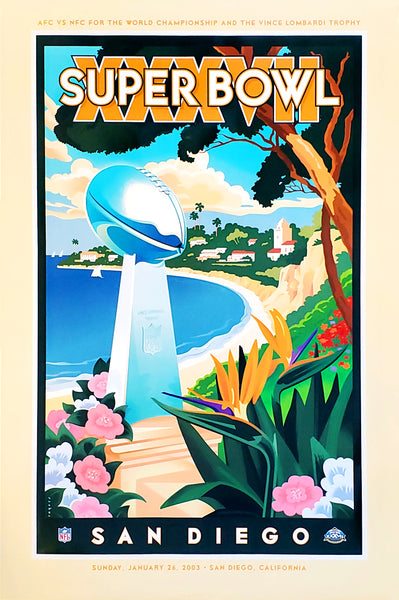 Super Bowl XXXVII (San Diego 2003) Official Event Poster - Action Images Inc.
