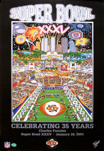 Super Bowl XXXV (Tampa 2001) Official Commemorative Pop Art Poster - Charles Fazzino