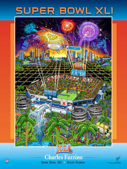 Super Bowl XLI (Miami 2007) Official Commemorative Pop Art Poster - Charles Fazzino