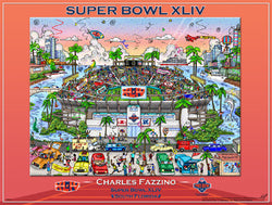 Super Bowl XLIV (Miami 2010) Official Commemorative Pop Art Poster - Charles Fazzino