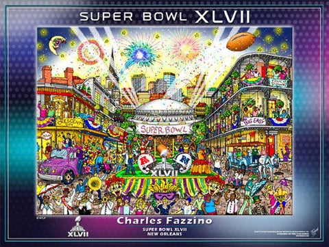 Super Bowl XLVII (New Orleans 2013) Official Commemorative Pop Art Poster - Charles Fazzino