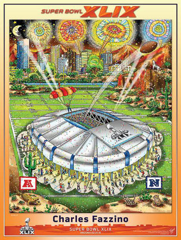 Super Bowl XLIX (Arizona 2015) Official Commemorative Pop Art Poster - Fazzino