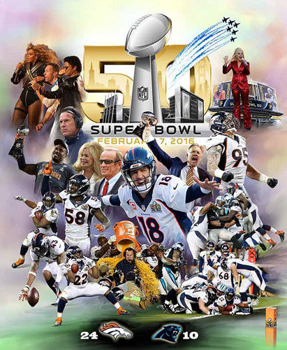 Super Bowl 50 "Denver Domination" Broncos Premium Art Collage Poster - Wishum Gregory