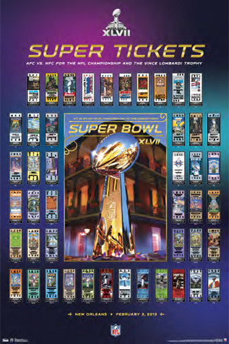 Super Tickets XLVII (2013) Super Bowl History Poster