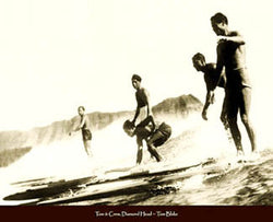 Vintage Surfers "Tom & Crew, Diamond Head" (Oahu 1930) Poster Print