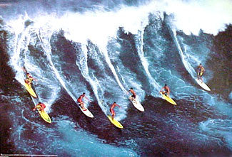 Seven Surfers "Surf Crew" Surfing Action Poster - Nuova