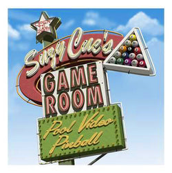 Billiards Pool Hall "Suzy Cue's Game Room" Vintage Neon Sign Art Poster by Anthony Ross - McGaw Graphics