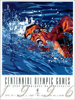 Atlanta 1996 Olympics Swimming (Men's Freestyle) Official Event Poster - Fine Art Ltd.