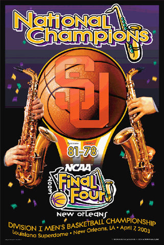 Syracuse Orangemen Basketball 2003 NCAA National Champions Commemorative Poster