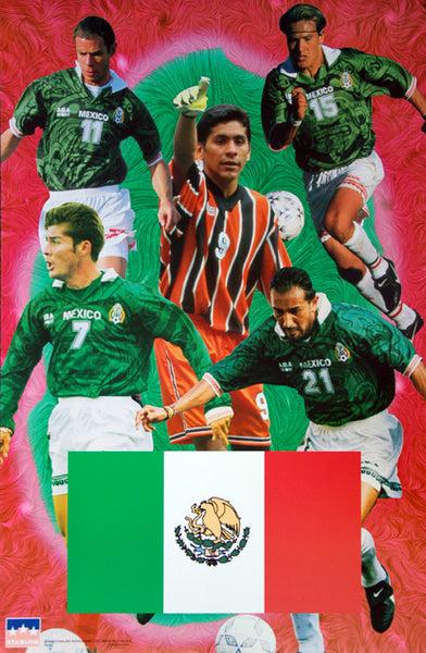 Team Mexico Soccer World Cup 1998 5-Player Action Poster - Starline Inc.
