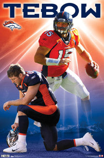 Tim Tebow "Shining Star" Denver Broncos NFL Action Poster - Costacos 2012