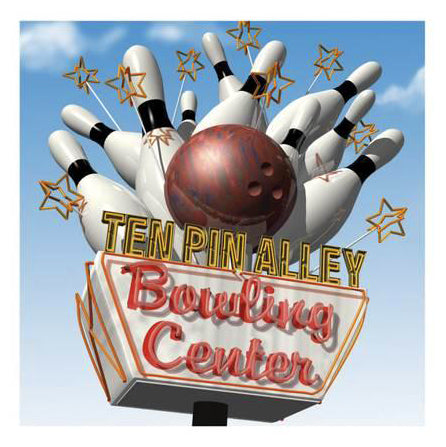 Bowling "Ten Pin Alley" Vintage Neon Sign Art Poster by Anthony Ross - McGaw Graphics