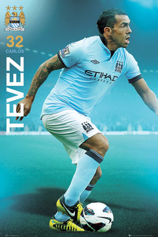 Carlos Tevez "Man City Superstar" Soccer Action Poster - GB Eye (UK)