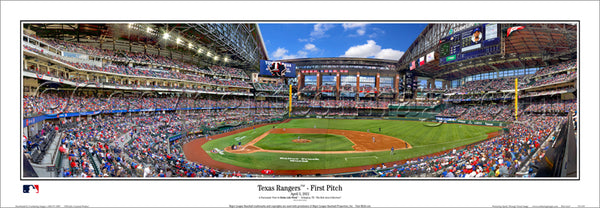 Texas Rangers Globe Life Field First Pitch (April 5, 2021) Panoramic Poster Print - Everlasting Images