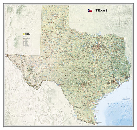 Map of TEXAS National Geographic Classic Edition 38x40 Wall Map Poster - NG Maps