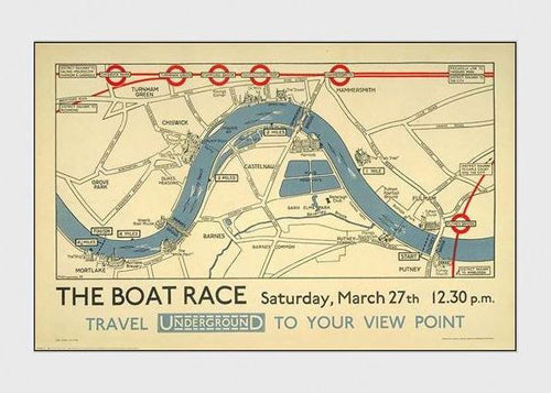 The Boat Race Rowing on the Thames Classic 1926 London Tube Poster Reprint - Transport London (UK)