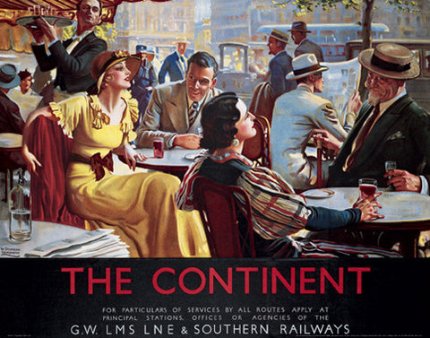 The Continent By Rail (England c.1925) Vintage Travel Poster Reprint - Front Line