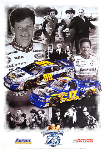 Darrell and Michael Waltrip The Three Stooges 75th Anniversary Tribute NASCAR Poster - Action 2003