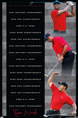 Tiger Woods "Sunday Red" Major Championship Victories PGA Golf Poster - Costacos Sports 2022